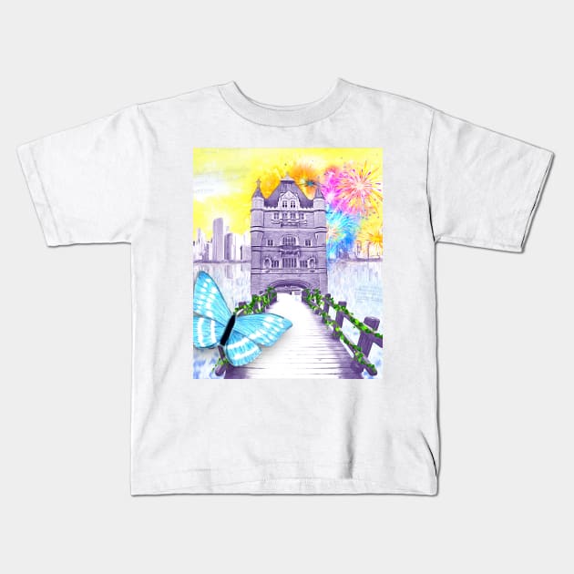 London Bridge Tower Kids T-Shirt by KC Morcom aka KCM Gems n Bling aka KCM Inspirations